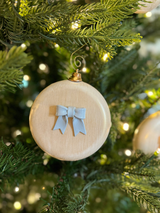 Blue Clay Bow Ornament